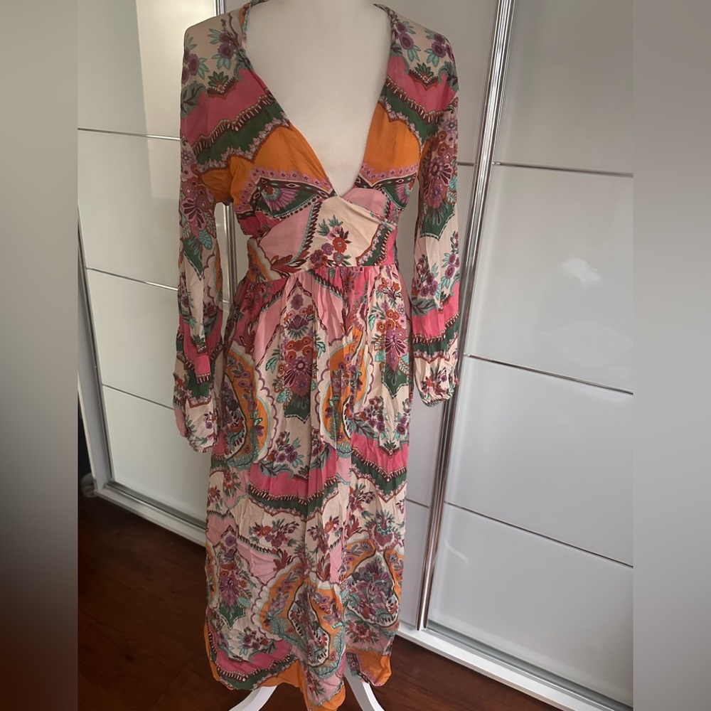 Floral V-Neck Maxi Dress - Multicolor